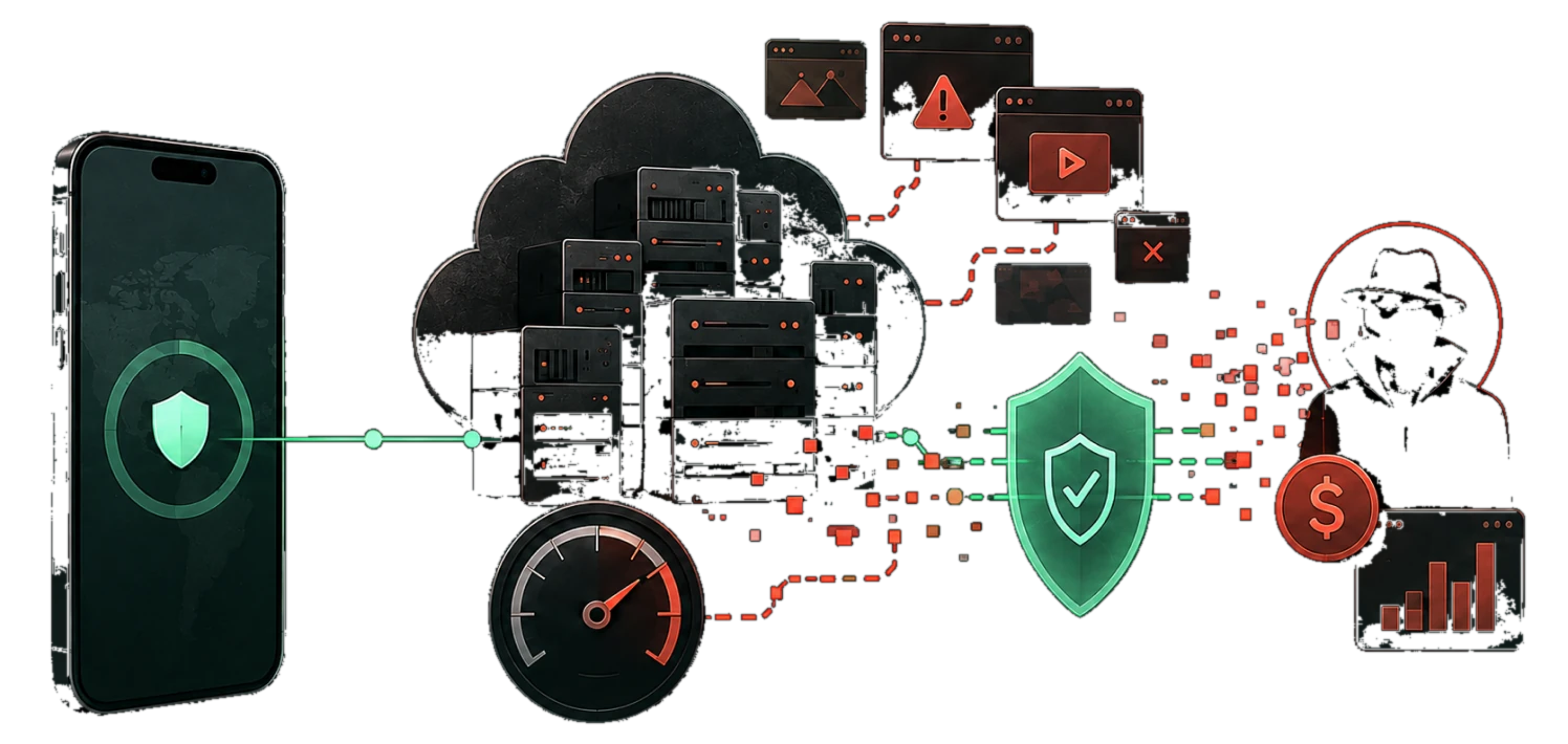 Mistero shielding a phone from trackers, ads and data brokers